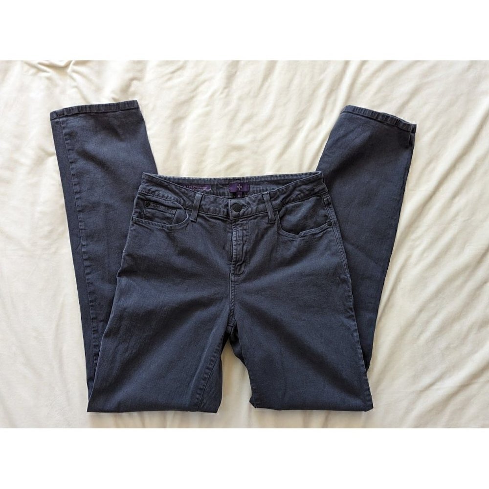 NYDJ Marilyn Straight Leg Stretch Denim Jeans Dark Gray Women's 10